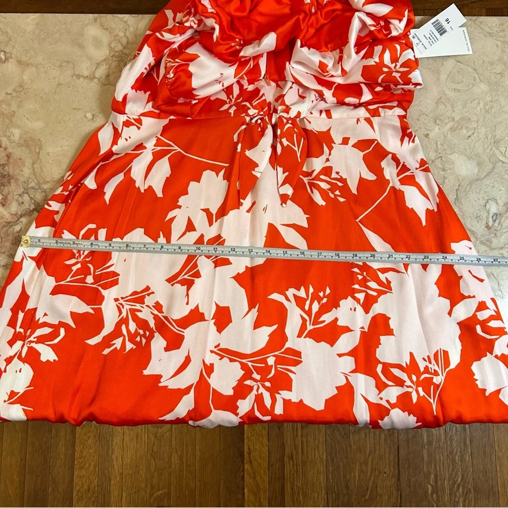 NWT Julia Jordan Women’s Size 16 Floral Midi Dress Tie Front Balloon Sleeve